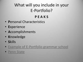Graduate Eportfolio Example Introduction Introduction to e portfolio | PPTX