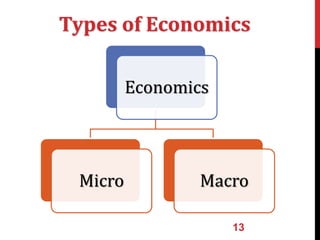 13
Economics
Micro Macro
Types of Economics
 