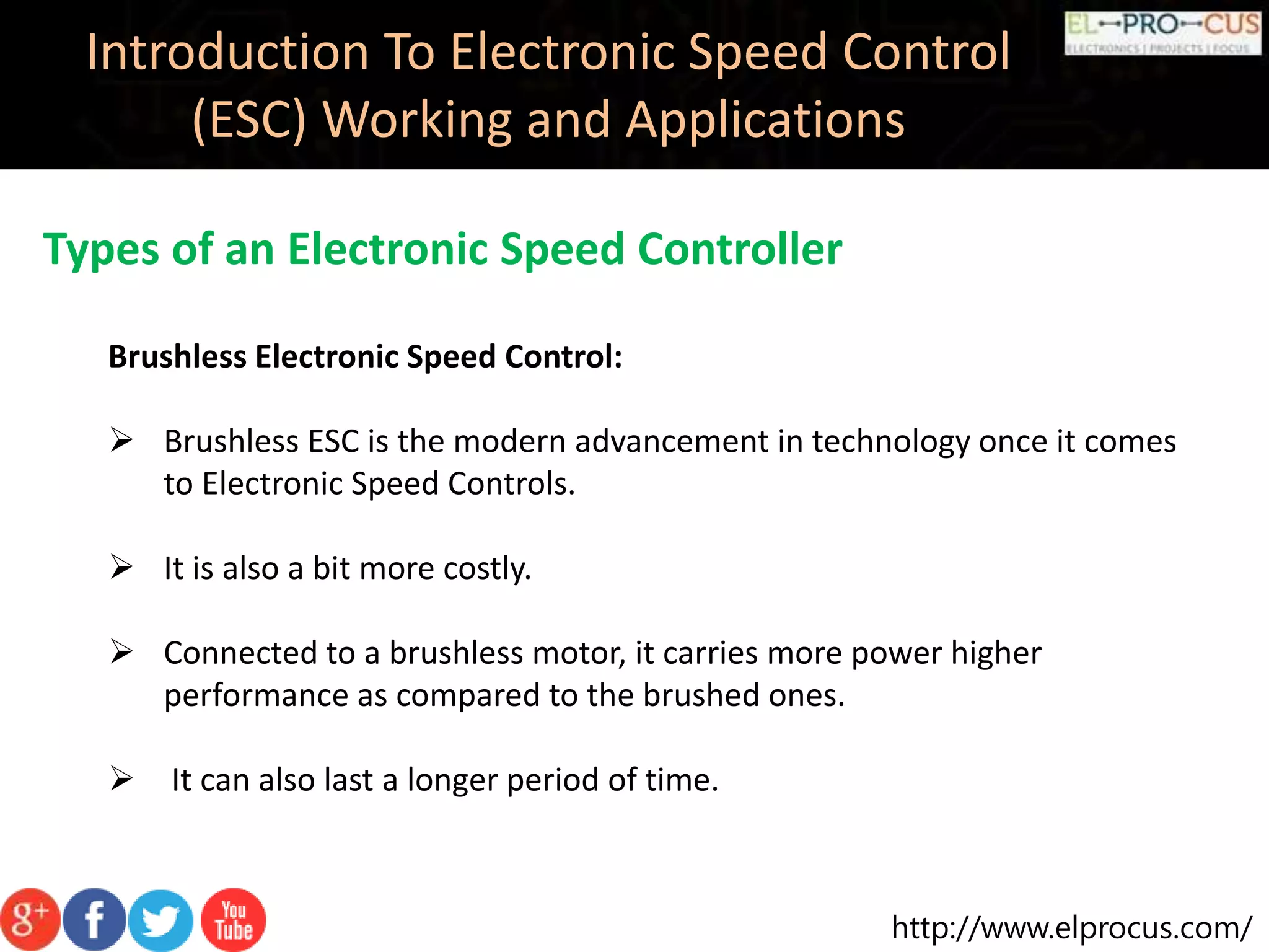 Esc Engineering Electronic Speed Control (ESC) Circuits, Working And Applications | PPTX