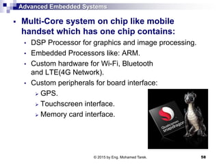 Advanced Embedded Systems
 Multi-Core system on chip like mobile
handset which has one chip contains:
• DSP Processor for...