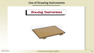 Use of Drawing Instruments
13/01/2017 Introduction to Engg. Graphics 13
 