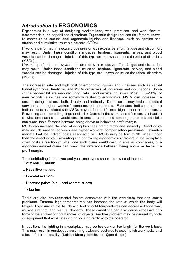 Introduction to Ergonomics