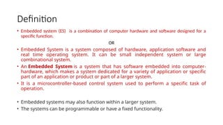 Introduction to Embedded system with its definition and applications | PPT
