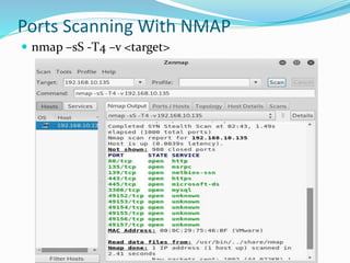 Ports Scanning With NMAP
 nmap –sS -T4 –v <target>
 