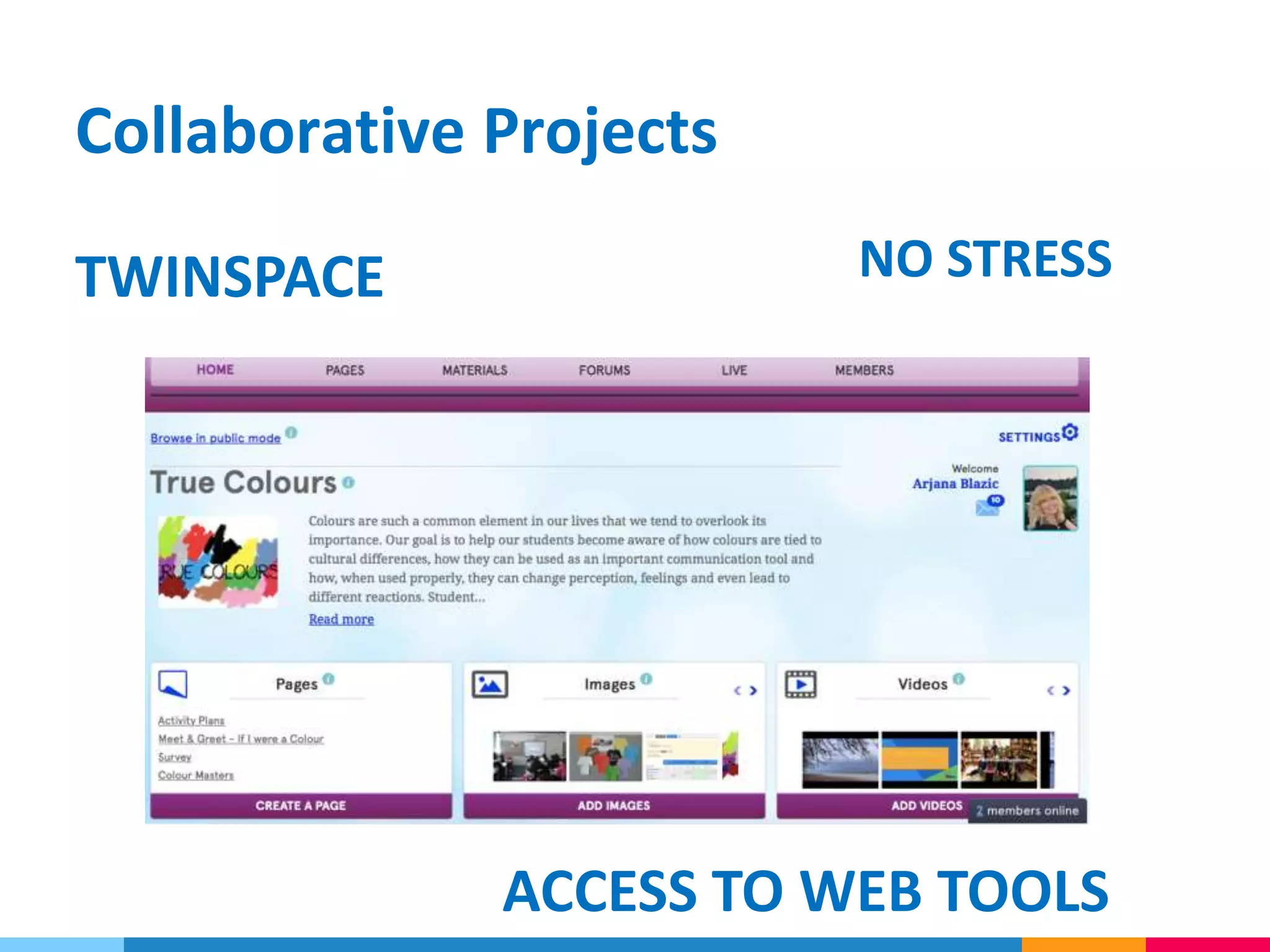 Collaborative Projects
NO STRESSTWINSPACE
ACCESS TO WEB TOOLS
 