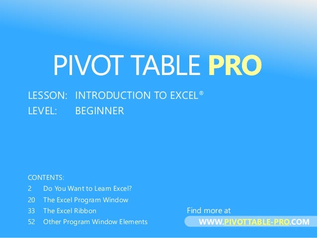 Introduction To Excel Excel 2013 Tutorial