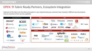 15
IPICSFTv2.1
OPEN  Fabric Ready Partners, Ecosystem Integration
Extension of the Fabric into the alliance Ecosystem is very important because customers have invested in different security products
that are essential to their security capability.
Full-spectrum security services by Infosec Partners, the first ever Fortinet Partner of Excellence UK
Fabric Ready Partners
List of Fabric Ready Partners as of 26 September 2016
 