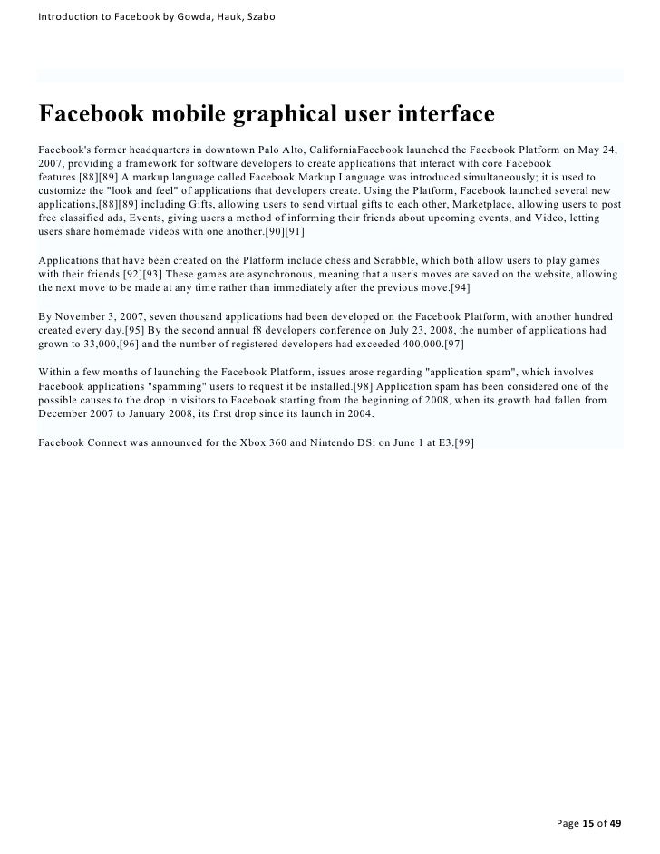 Introduction To Facebook By Gowda Hauk And Szabo 1
