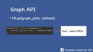 Facebook JavaScript SDK
FB.api(graph_path, callback)
Graph API
 