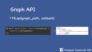 Facebook JavaScript SDK
FB.api(graph_path, callback)
Graph API
 