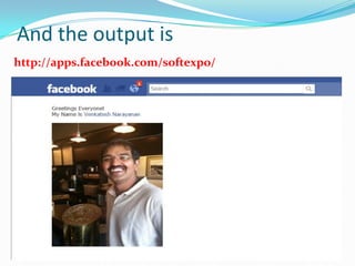 And the output is
http://apps.facebook.com/softexpo/
 
