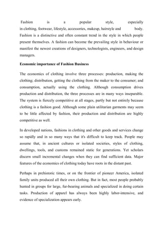 Introduction to fashion industry | PDF