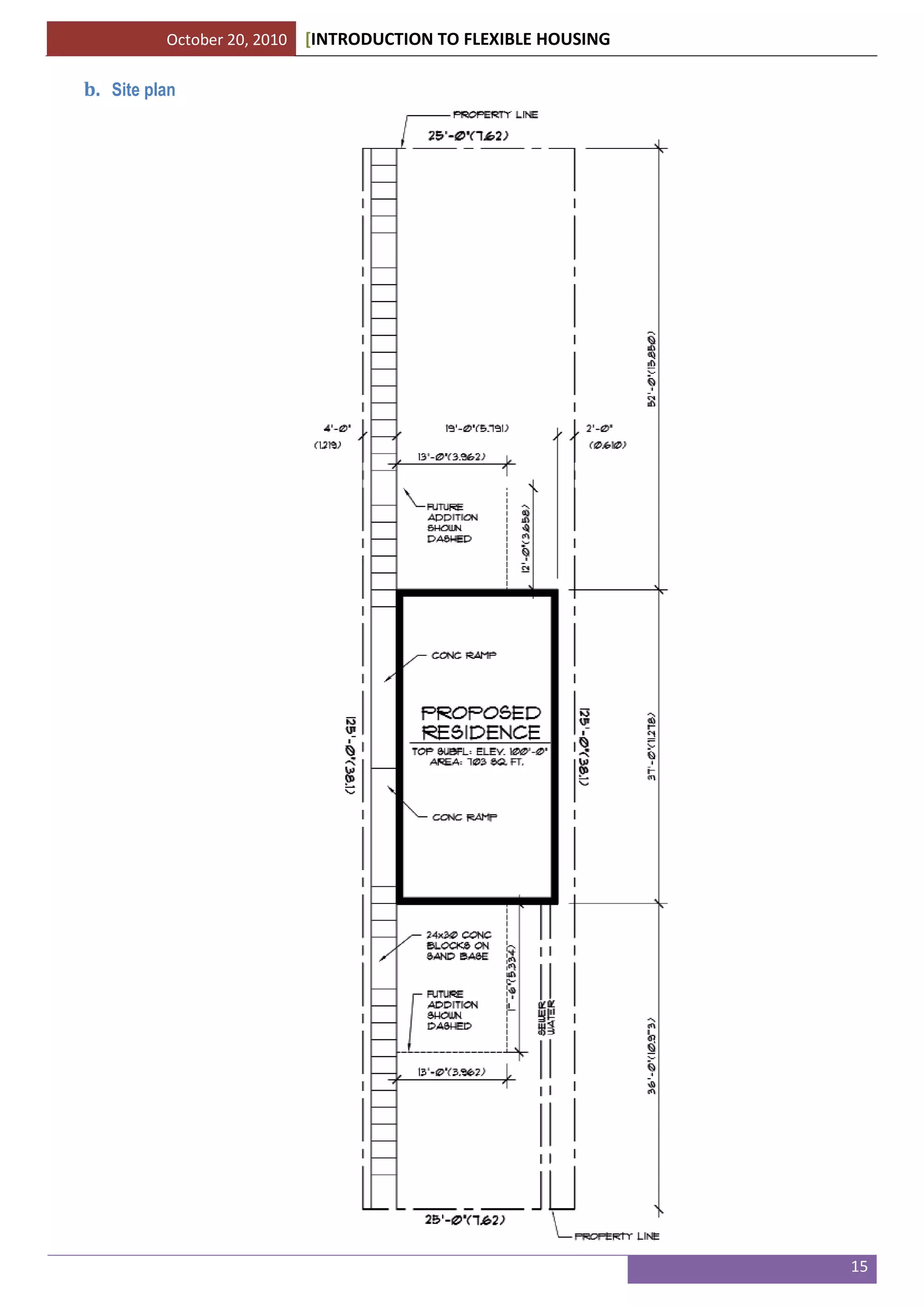 October 20, 2010 [INTRODUCTION TO FLEXIBLE HOUSING
15
b. Site plan
 