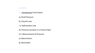 Comprehensive Overview of Fluid Statics and Pressure Measurement ...