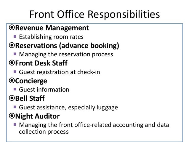 Introduction To Front Office Organization Hierarchy Duties And Resp