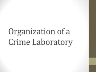 Organization of a
Crime Laboratory
 