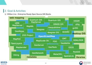46
2. Goal & Activities
 OSGeo Live - Enterprise Ready Open Source GIS Stacks
 