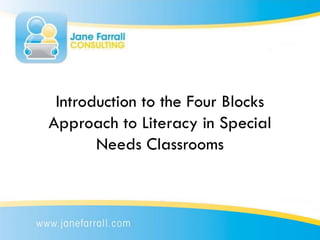 Introduction to the Four Blocks
Approach to Literacy in Special
       Needs Classrooms
 