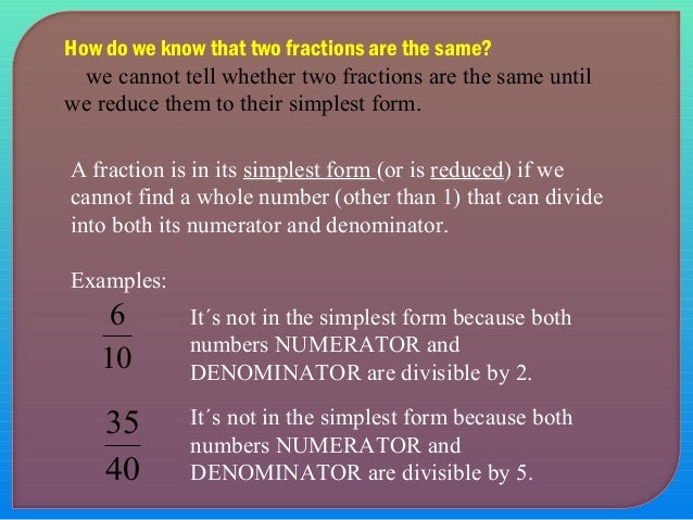 introduction to fractions and concepts 24 40 in simplest form