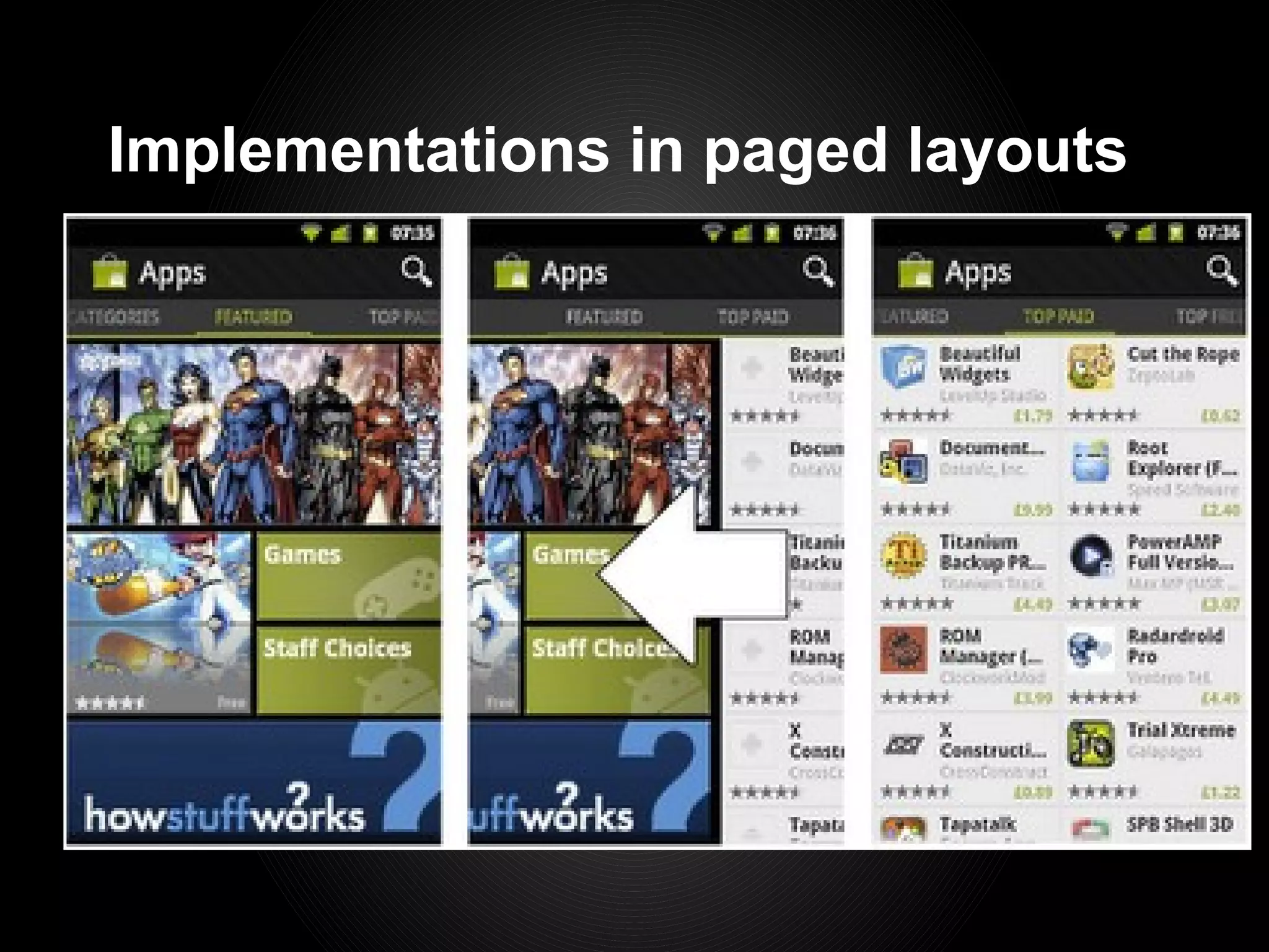 Implementations in paged layouts
 