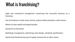 FranchisingManagementSession1 - Introduction to Franchising Management ...