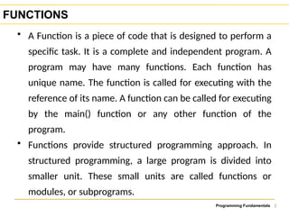 Function Programing Definition Comprehensive Guide to Functions in Programming Fundamentals | PPTX