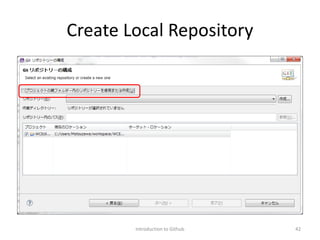 Create Local Repository
Introduction to Github 42
 