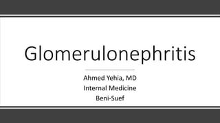 Glomerulonephritis
Ahmed Yehia, MD
Internal Medicine
Beni-Suef
 