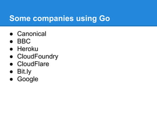 Introduction to Go programming language | PPT