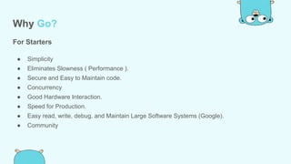Introduction to go lang | PPTX