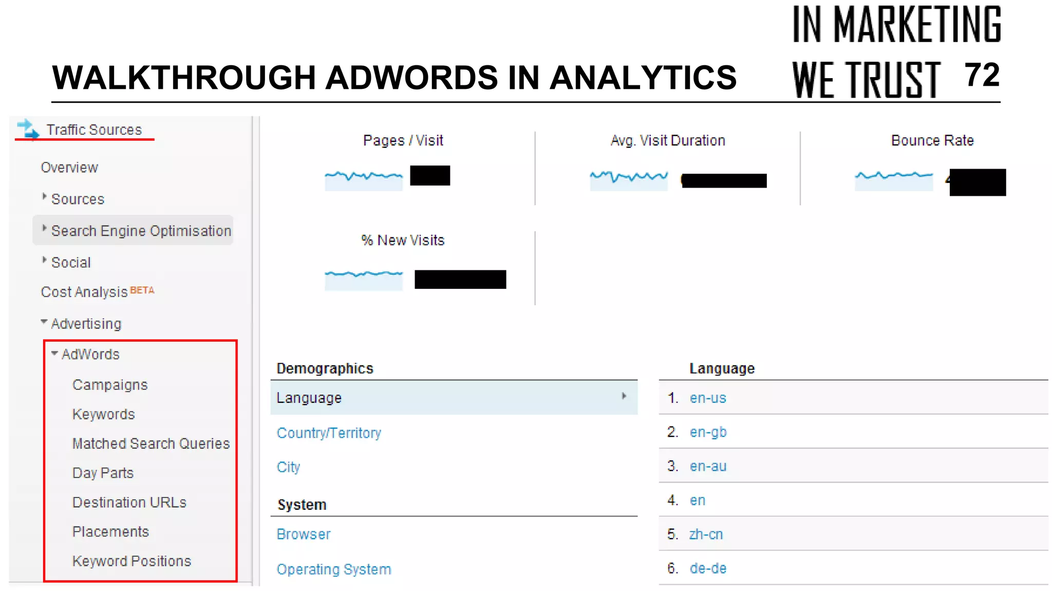 WALKTHROUGH ADWORDS IN ANALYTICS 72
 