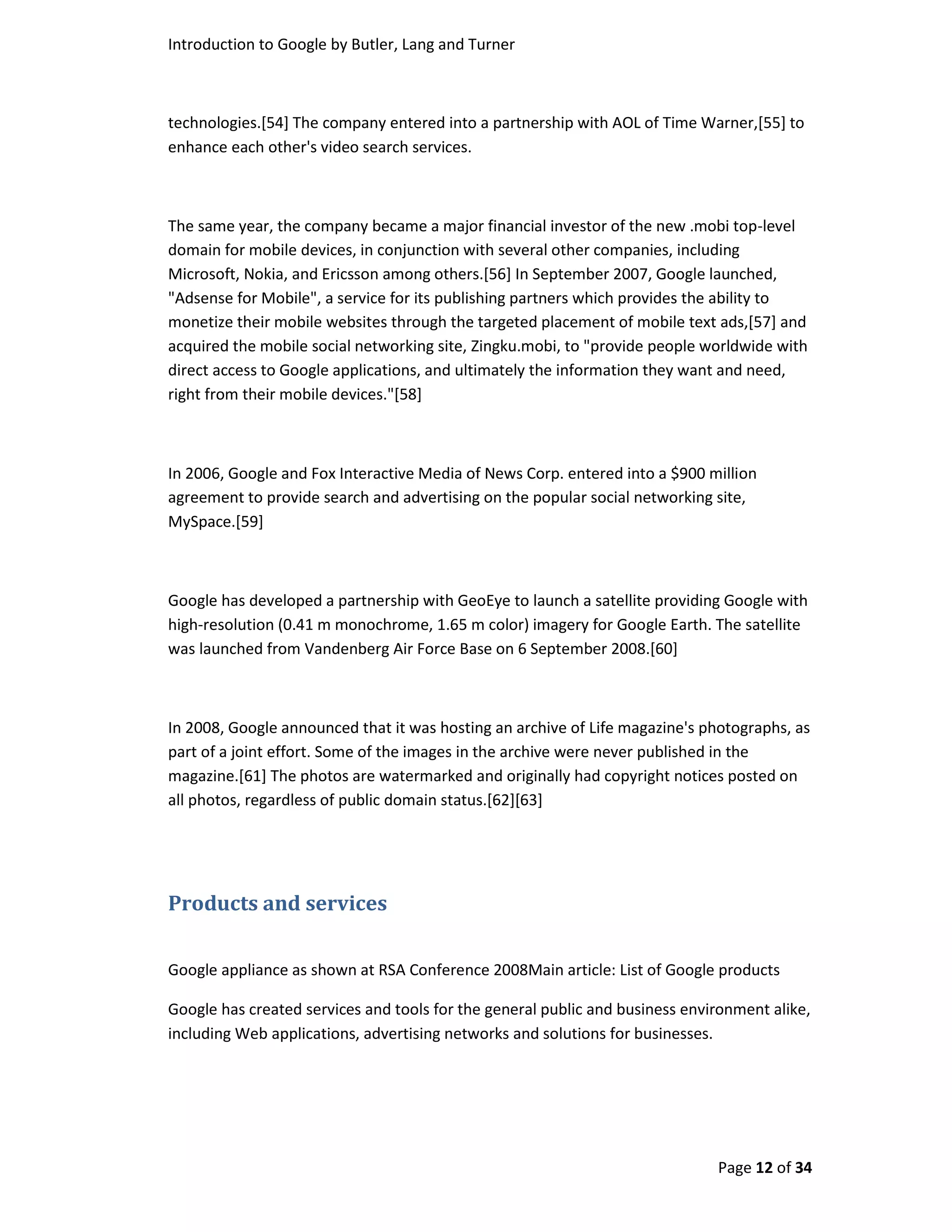 Introduction To Google By Butler, Turner And Lang Without Coverpage