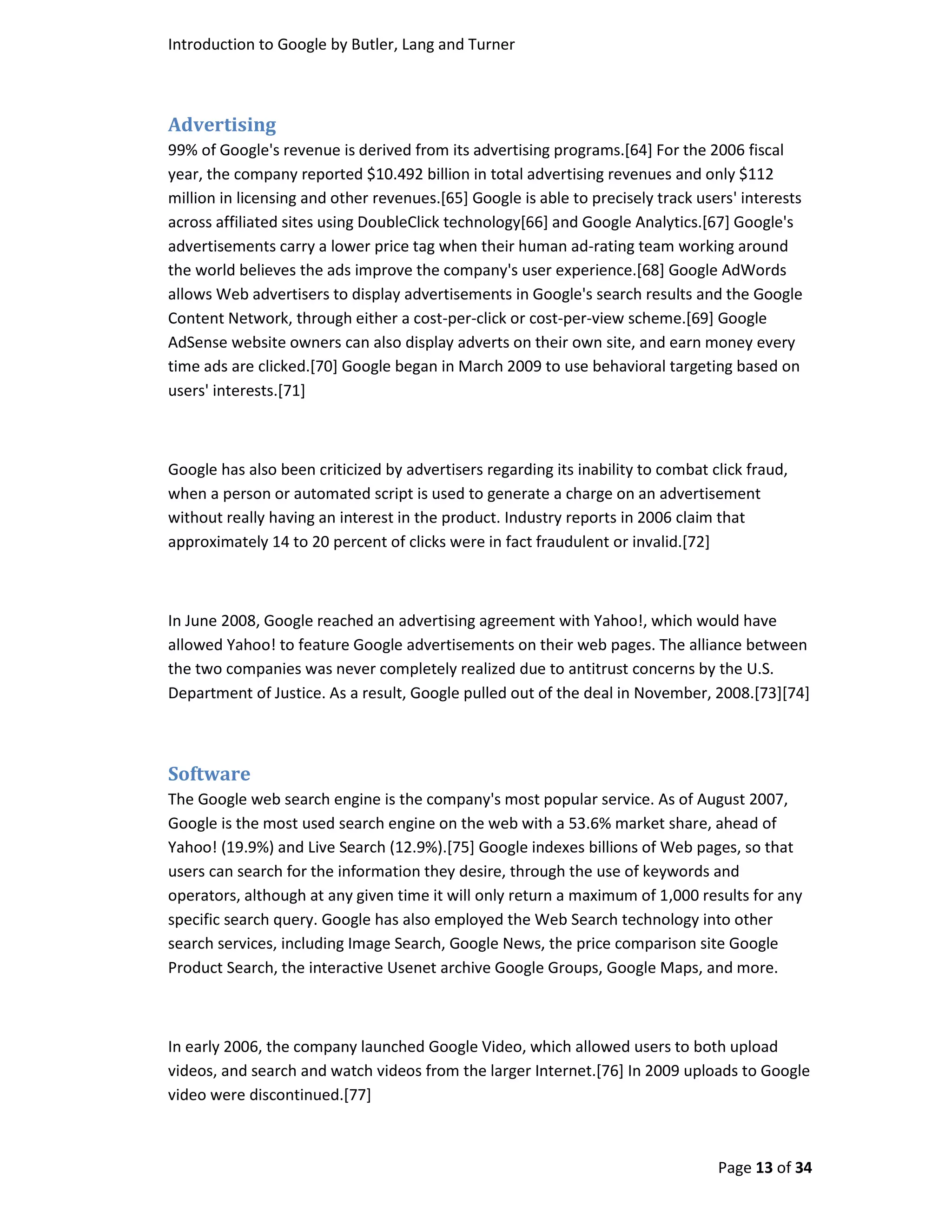 Introduction To Google By Butler, Turner And Lang Without Coverpage