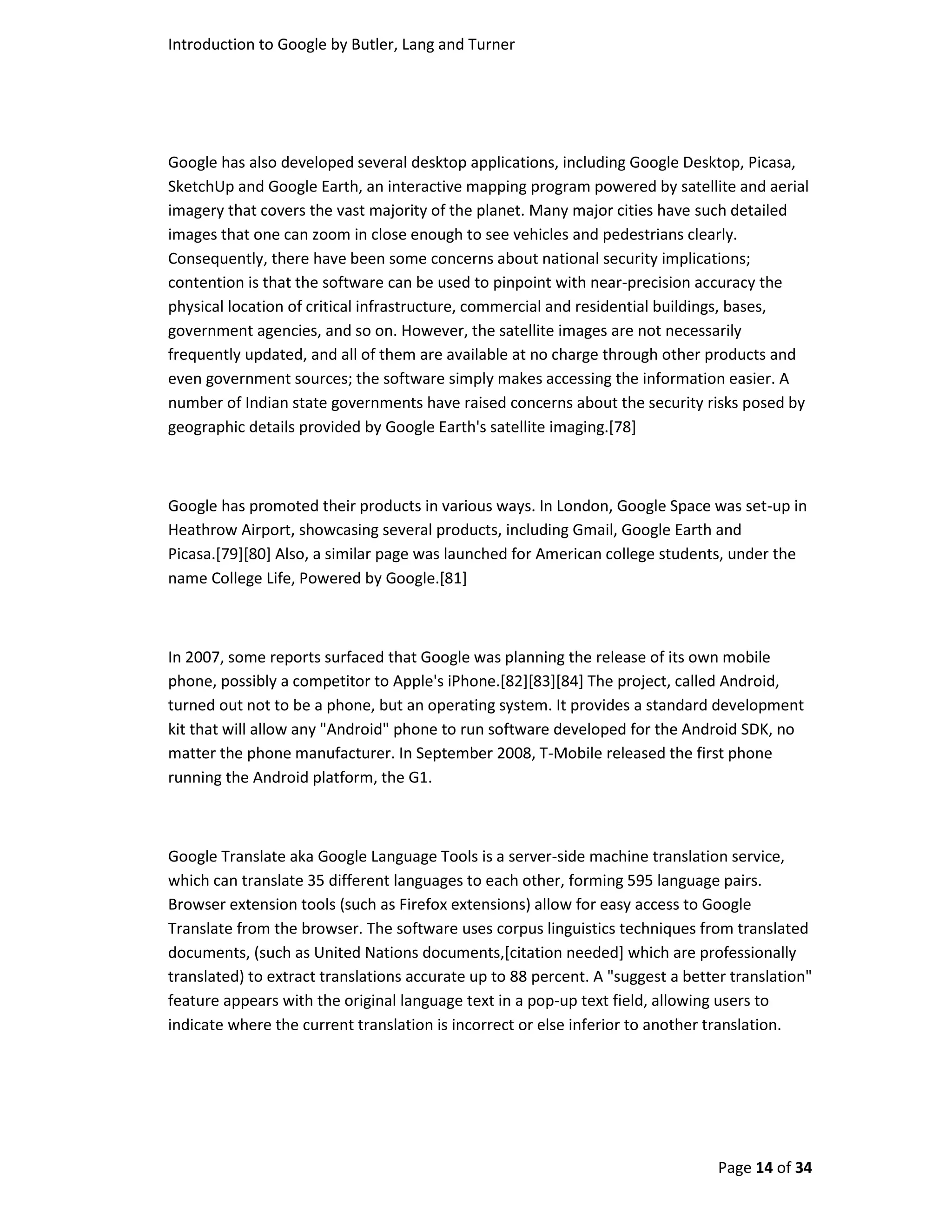 Introduction To Google By Butler, Turner And Lang Without Coverpage