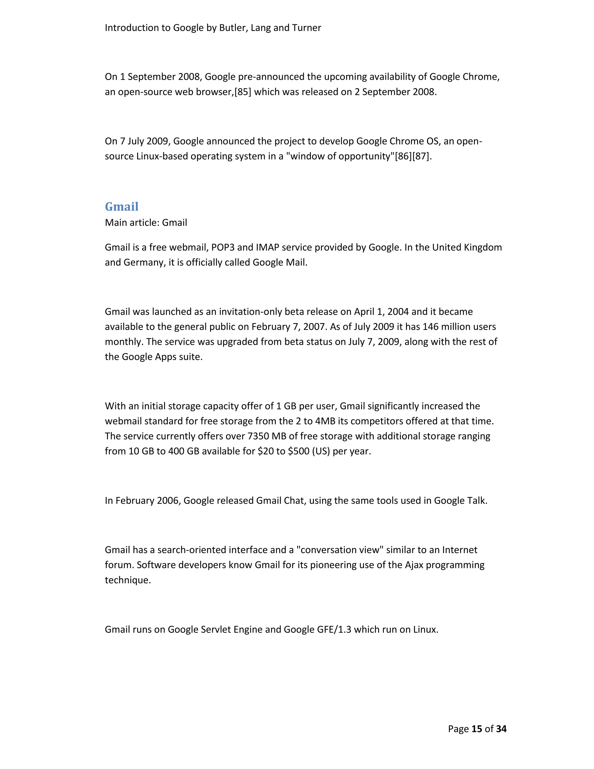 Introduction To Google By Butler, Turner And Lang Without Coverpage