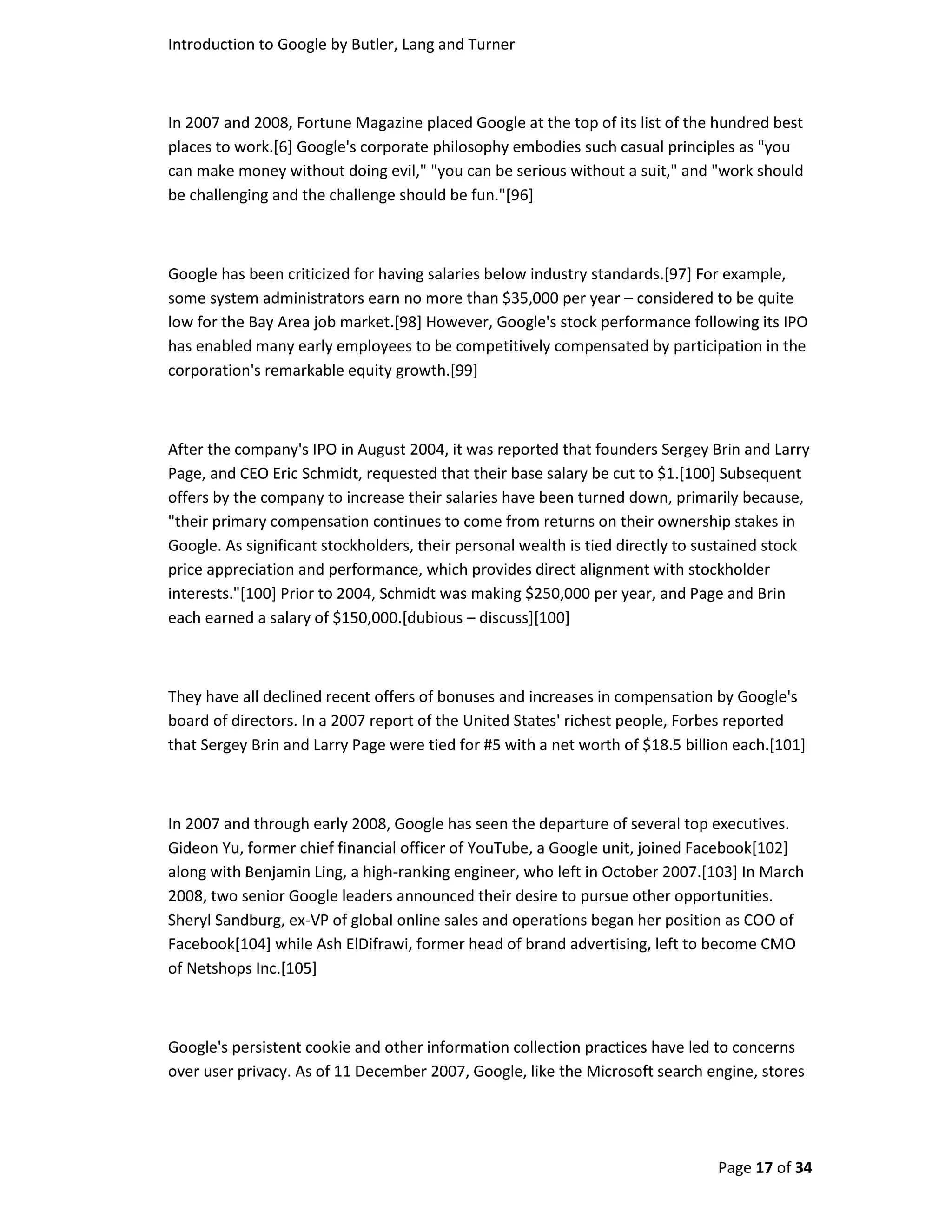 Introduction To Google By Butler, Turner And Lang Without Coverpage