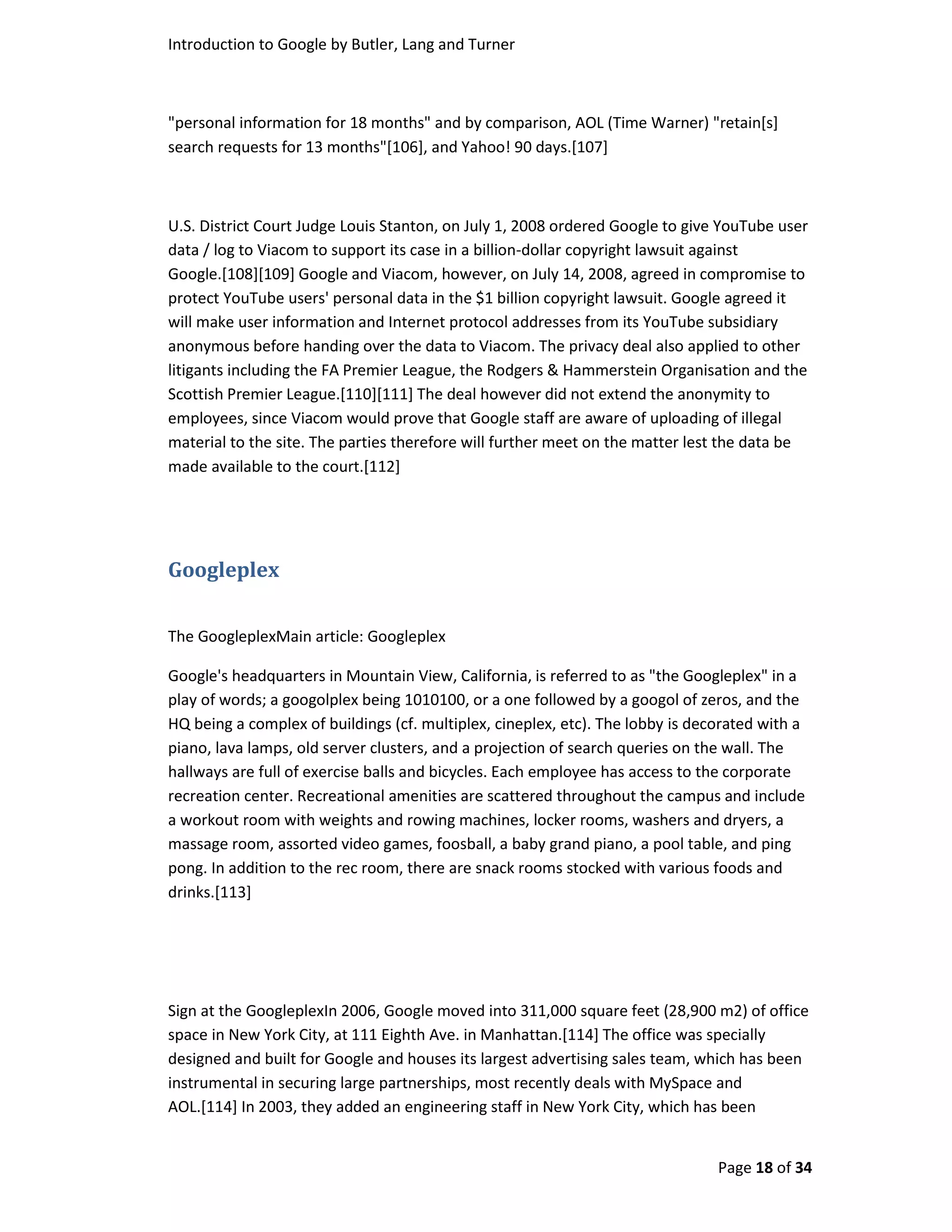 Introduction To Google By Butler, Turner And Lang Without Coverpage