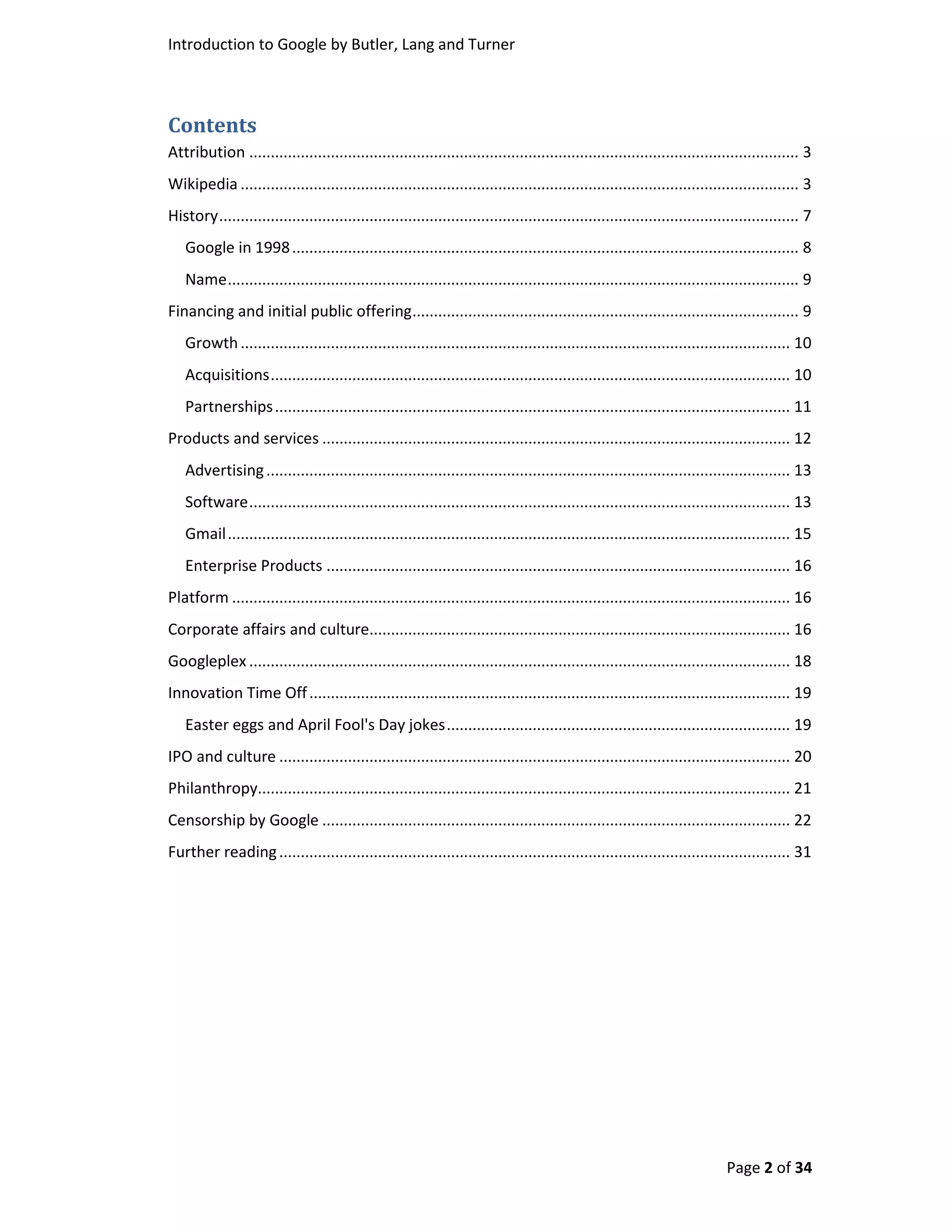 Introduction To Google By Butler, Turner And Lang Without Coverpage