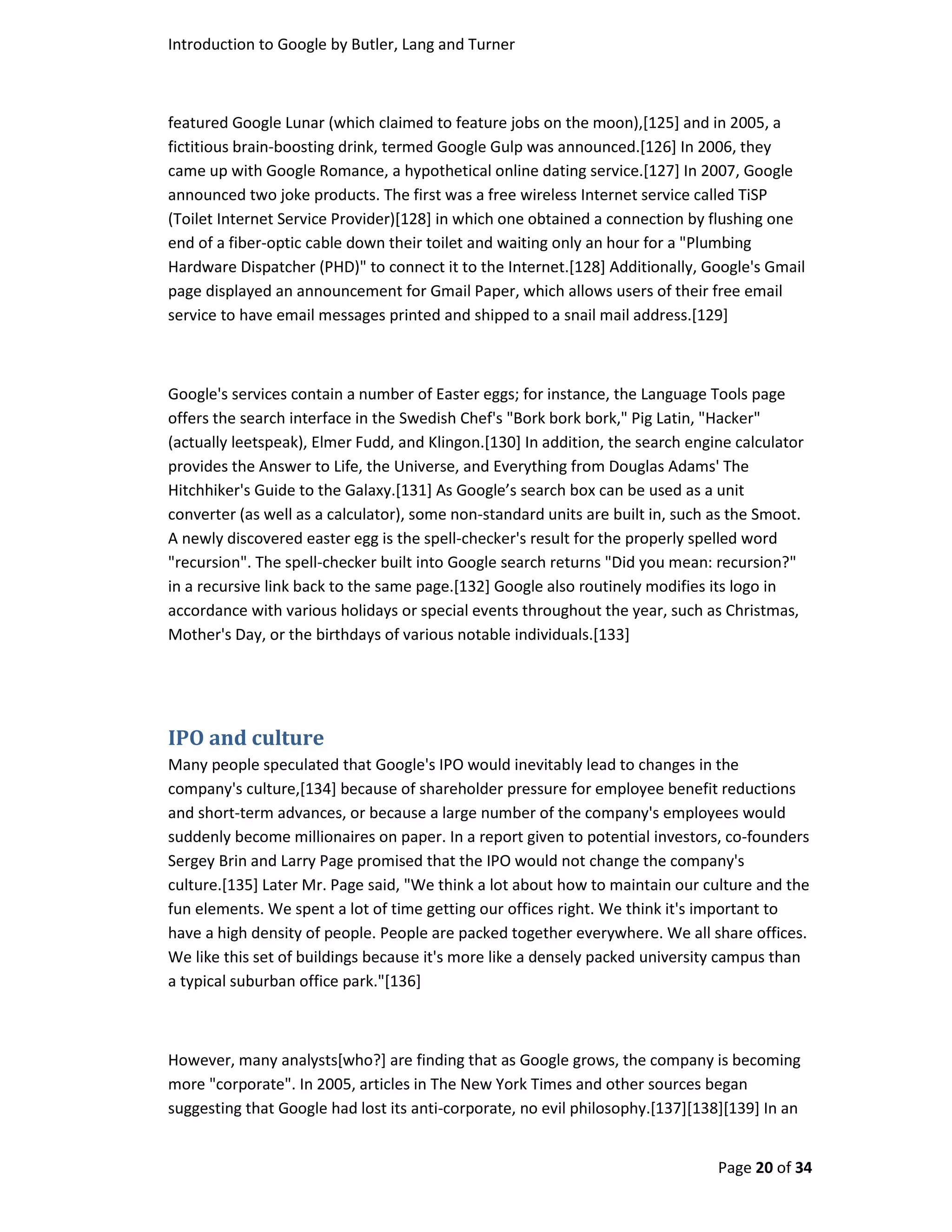 Introduction To Google By Butler, Turner And Lang Without Coverpage