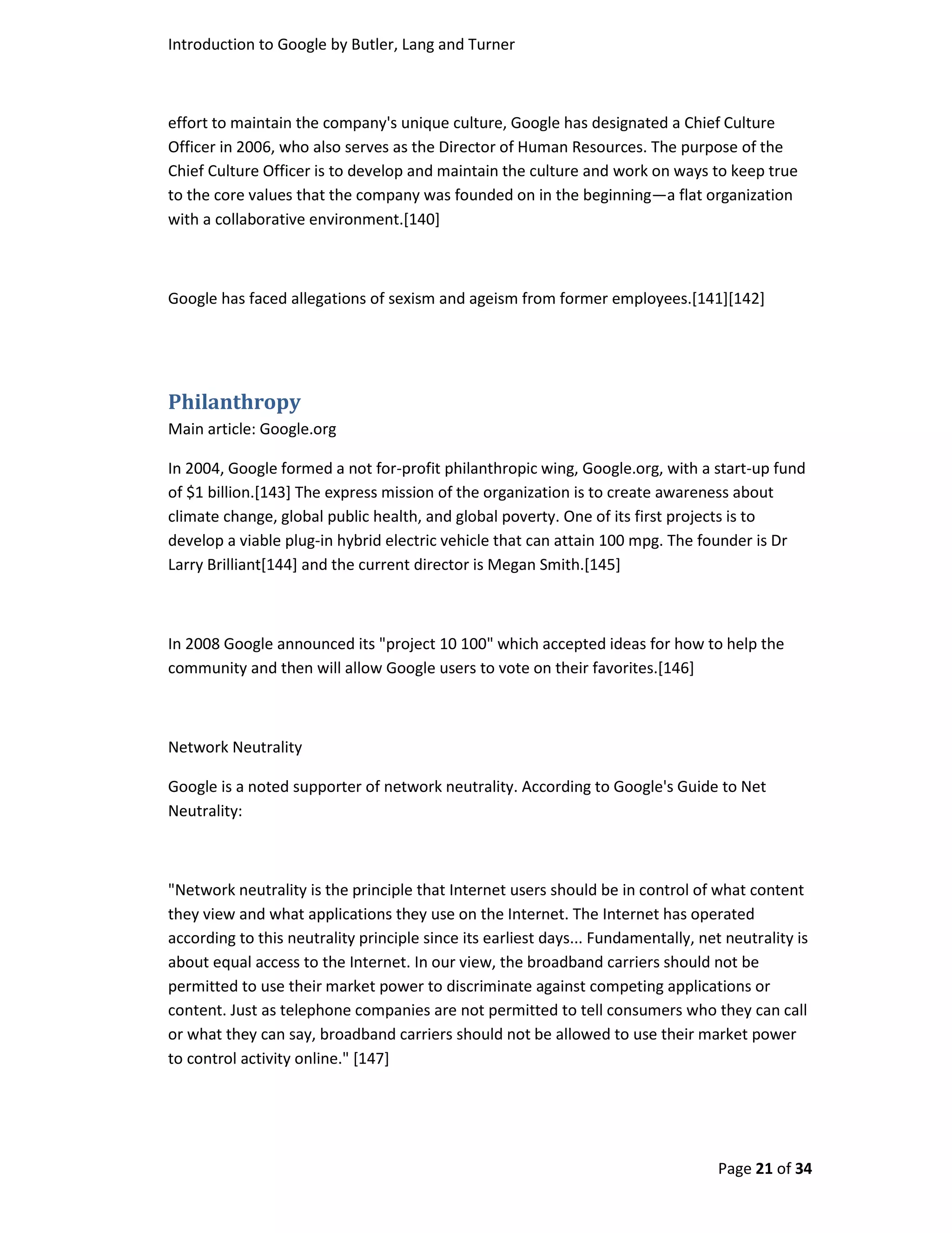 Introduction To Google By Butler, Turner And Lang Without Coverpage