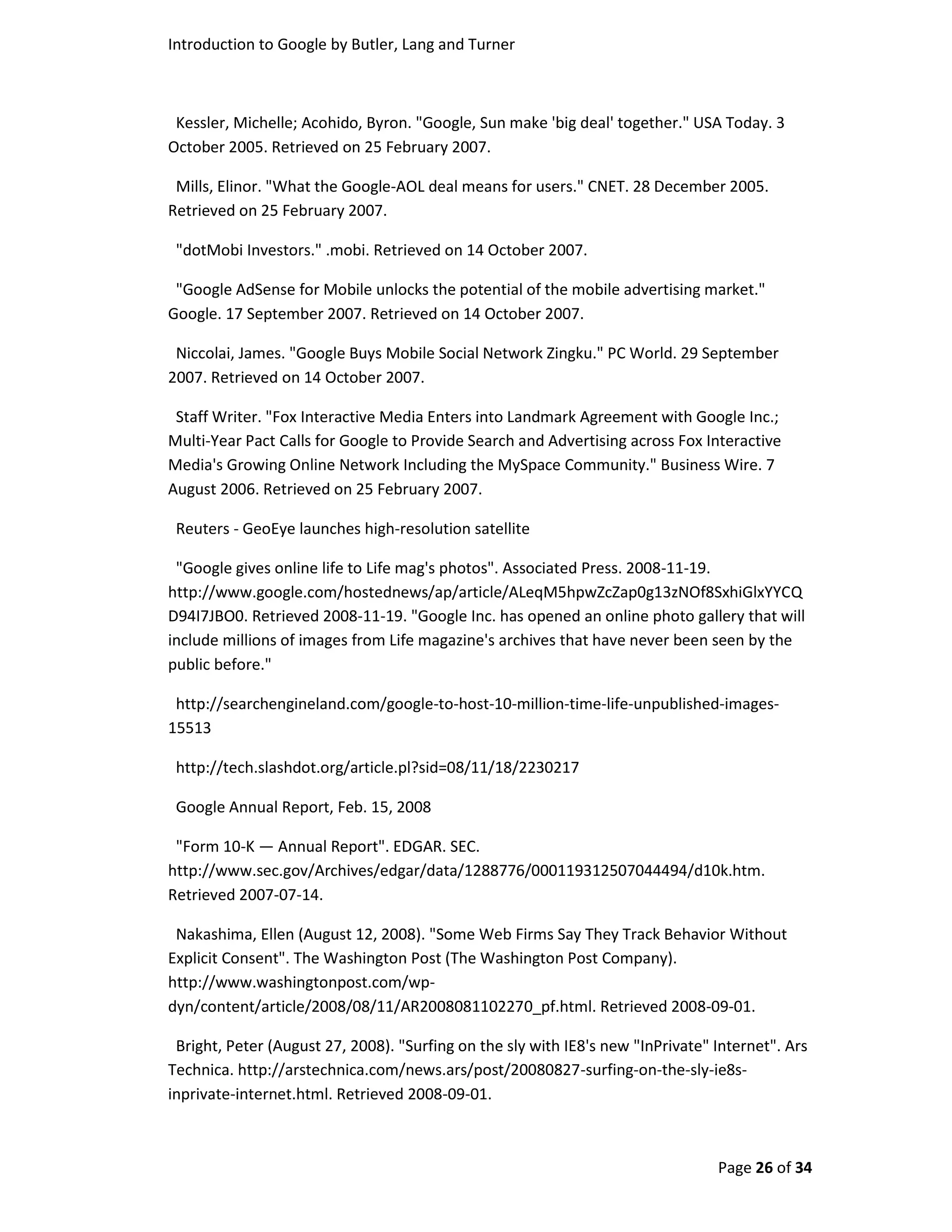 Introduction To Google By Butler, Turner And Lang Without Coverpage