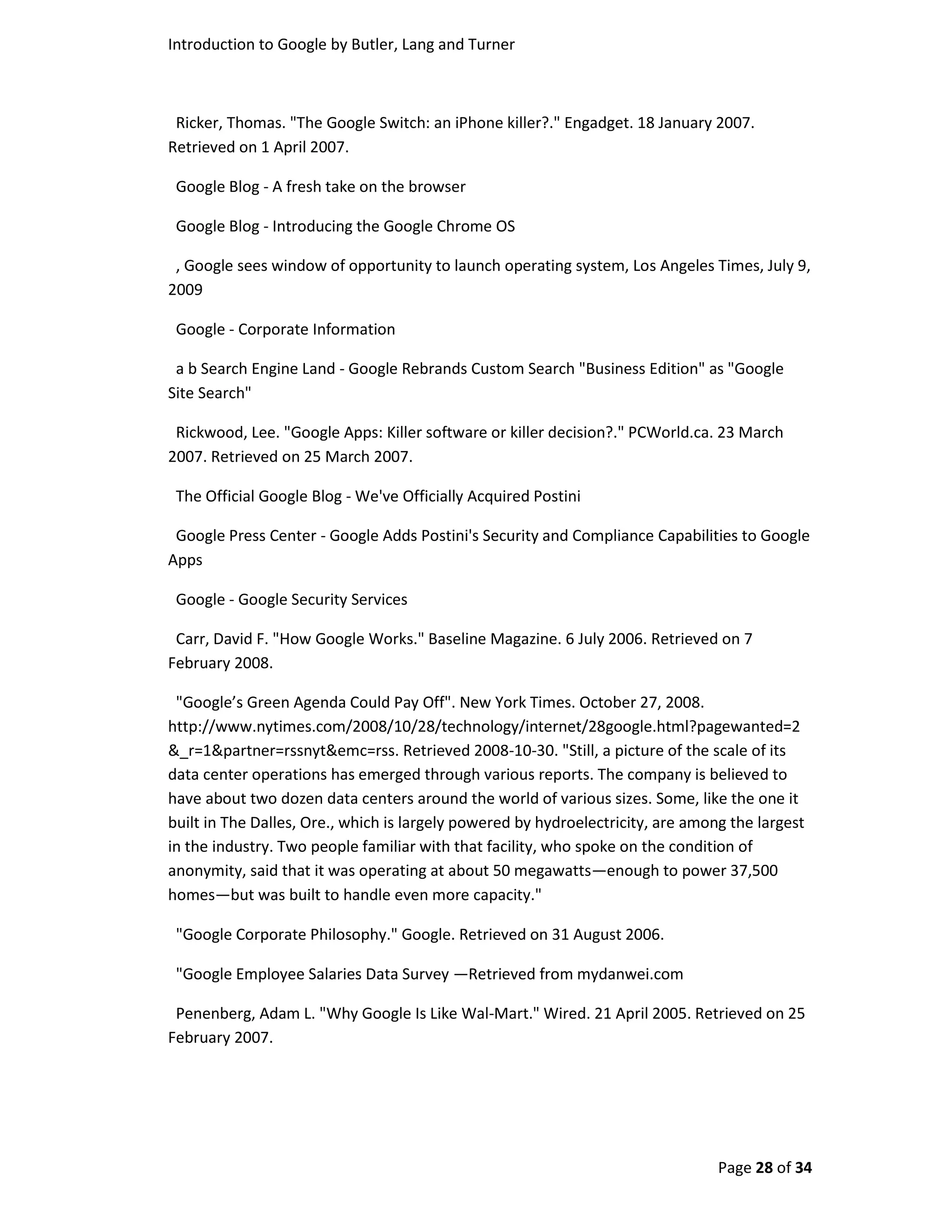 Introduction To Google By Butler, Turner And Lang Without Coverpage