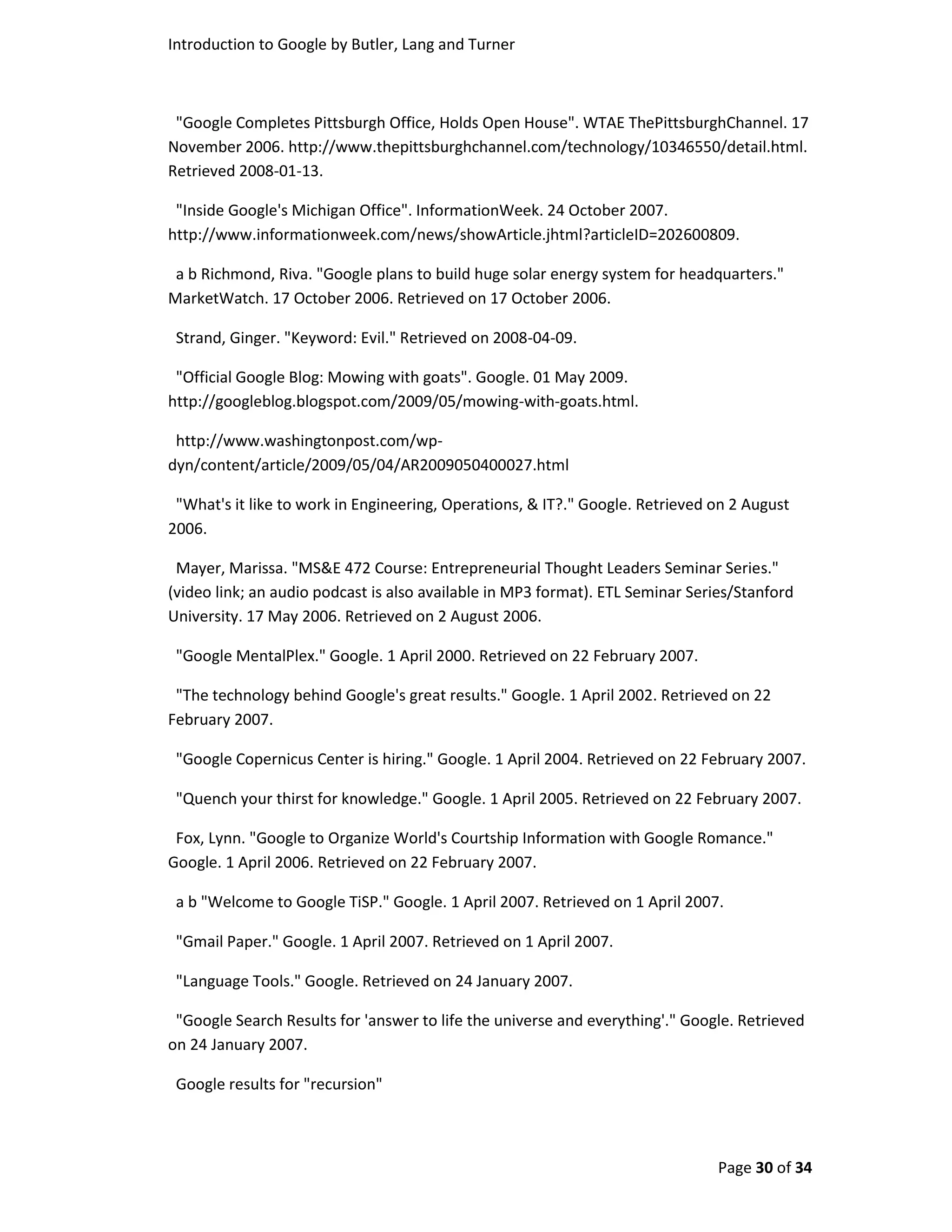 Introduction To Google By Butler, Turner And Lang Without Coverpage