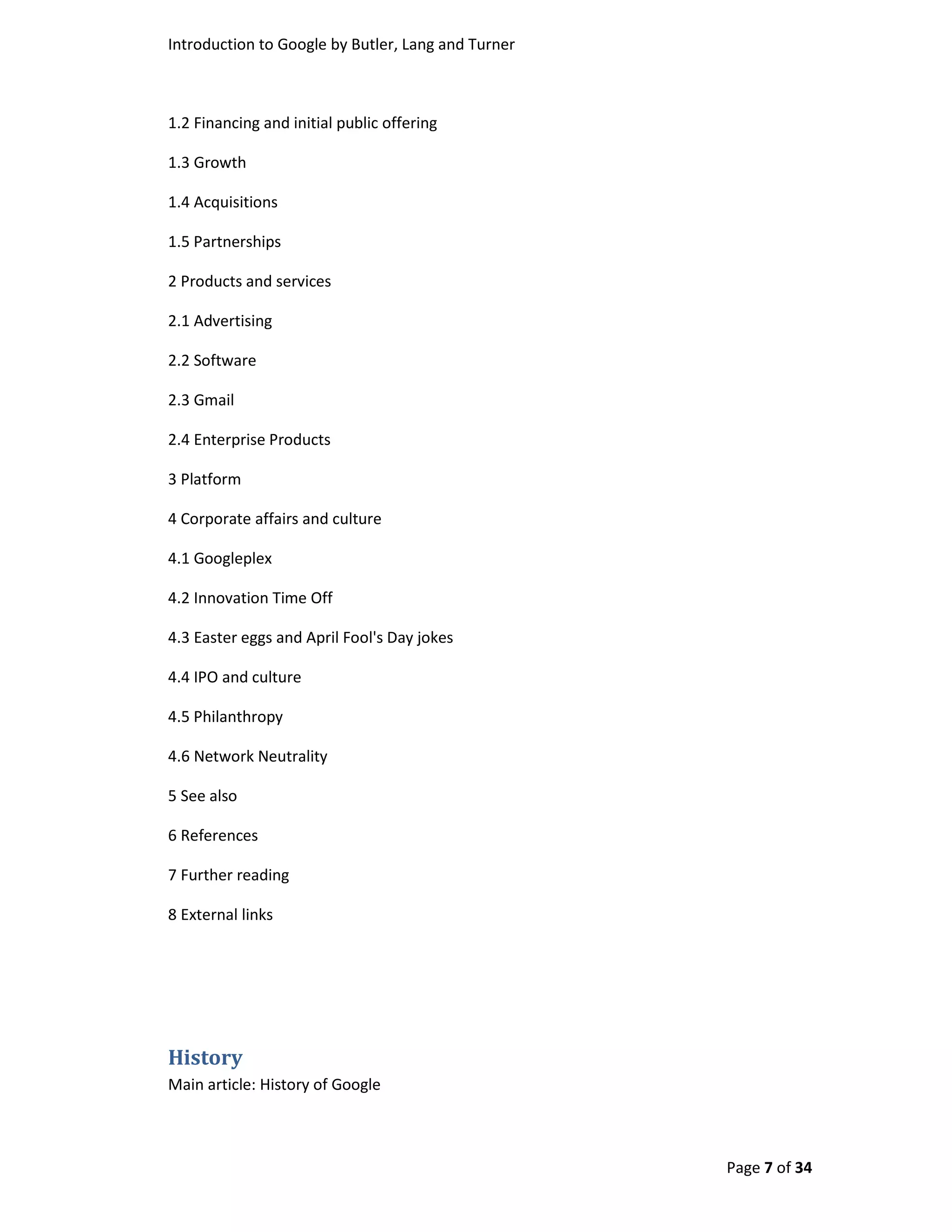 Introduction To Google By Butler, Turner And Lang Without Coverpage