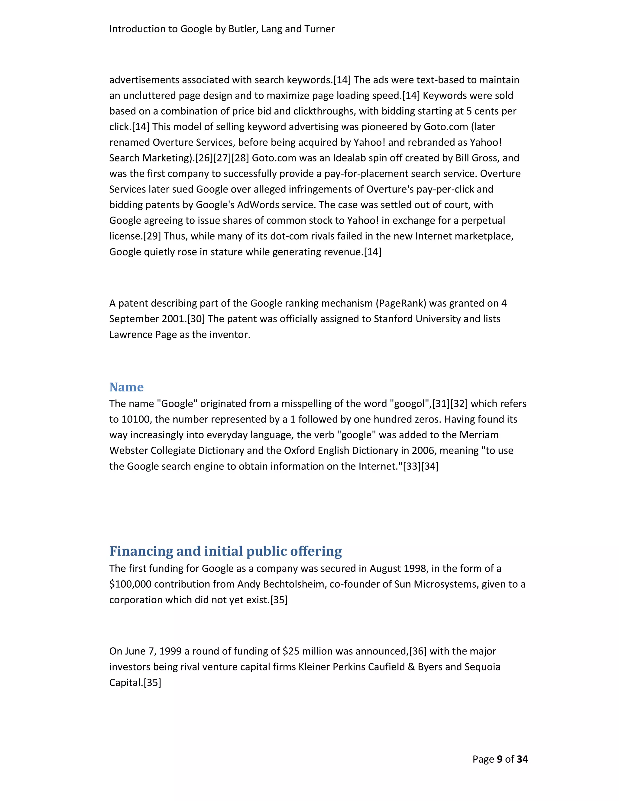 Introduction To Google By Butler, Turner And Lang Without Coverpage