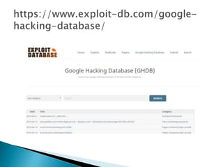 Introduction to google hacking database | PPTX