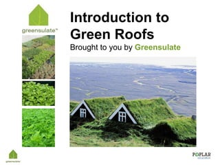 Introduction to
Green Roofs
Brought to you by Greensulate
 