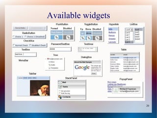 Available widgets




                    20
 
