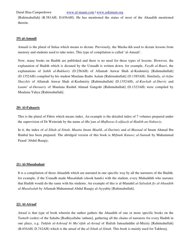 Arbaeen is the book of hadith in which there are