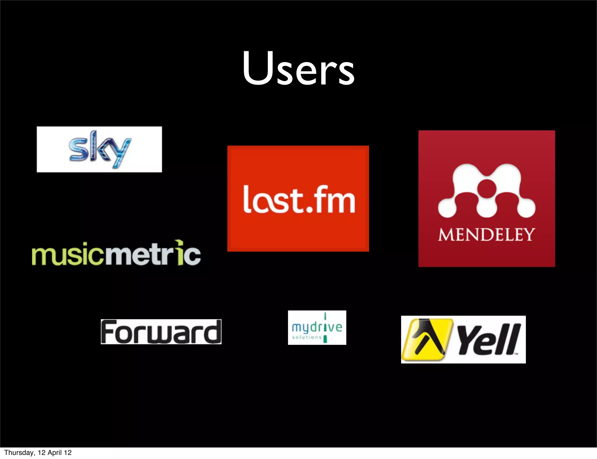 Users




Thursday, 12 April 12
 